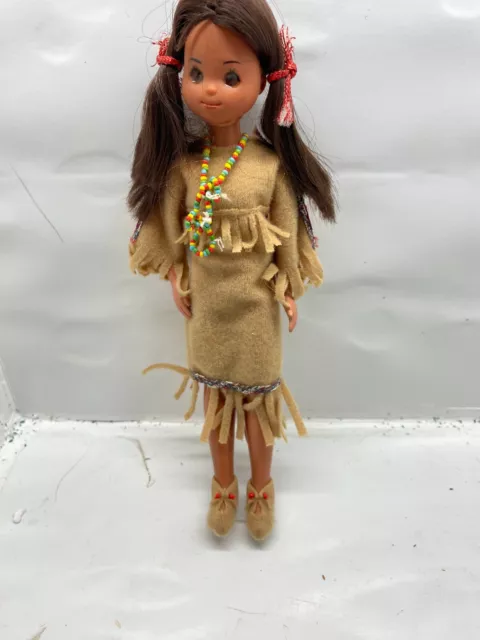 Vintage 1973 Mattel Sunshine Family 9" Tall Indian Maiden Girl Doll. Bad Leg