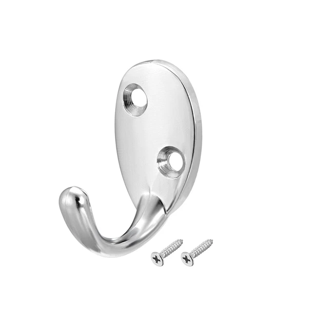 10 Pcs Wall Mounted Hook Robe Hooks Single Coat Hanger, Zinc Alloy, w Screws