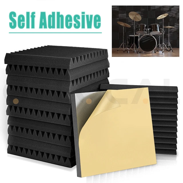 12-60PCS SELF-ADHESIVE STUDIO Acoustic Foam Sound Absorbtion Panels 2 ...