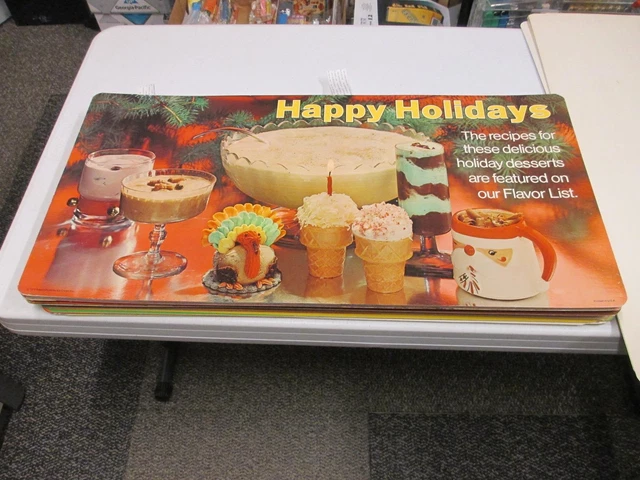 Baskin Robbins ice cream 1974 store sign HAPPY HOLIDAYS Christmas Santa turkey