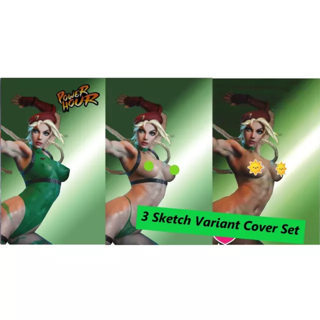 Power Hour #1 Shikarii Cammy Fighter Sketch Up Cover Set Black Ops Publishing