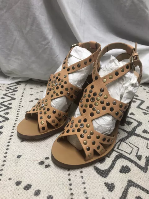 SANDALES TALONS clout s en cuir bronz Zara neuves avec
