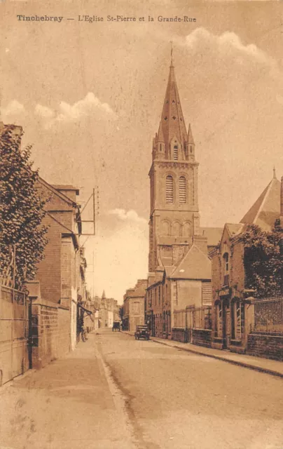 Cpa 61 Tinchebray L'eglise St Pierre Et Grande Rue