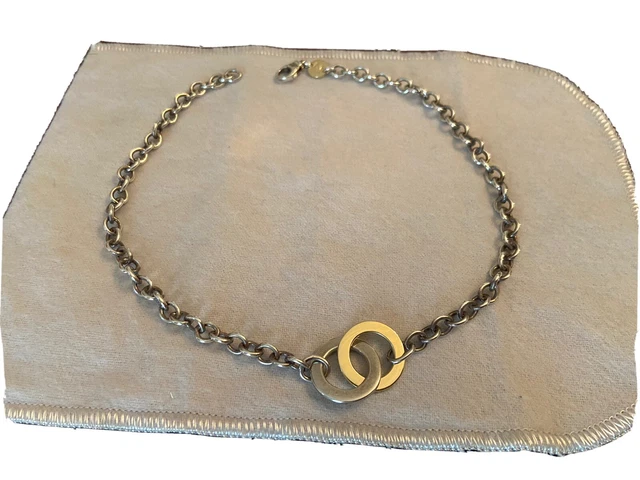 Stunning Movado sterling 925 w/18k interlocking circles necklace