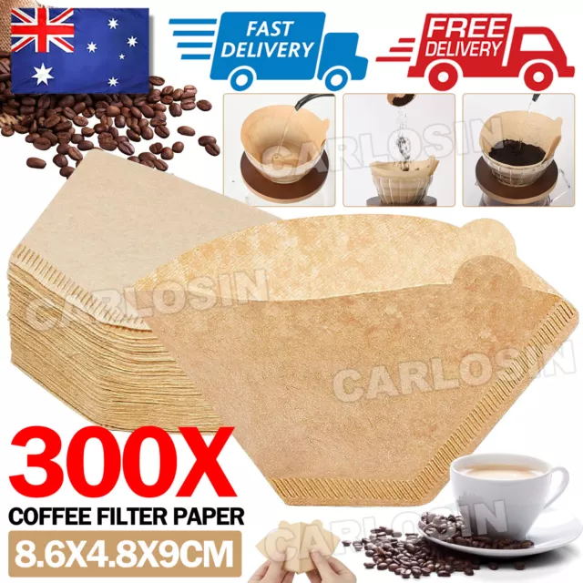 300pcs Size 2 Unbleached Coffee Filter Paper Drip Pour Over Cone Made Perfection