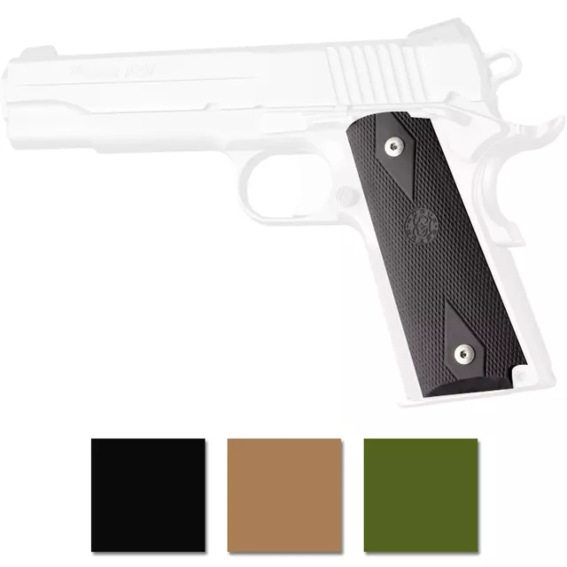 Hogue 1911 Government Model Checkered Over Molded Rubber Grip Panels