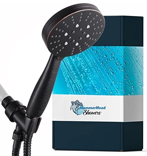 ALL METAL 3-Spray Handheld Shower Head with Long Hose and Brass Holder - OIL ...
