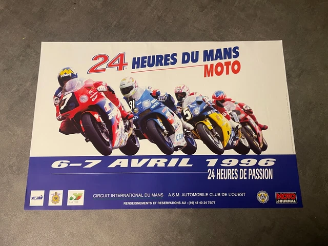 Affiche Officielle 24 Heures Du Mans Moto 1988 – 50x33 Cm – État Correct