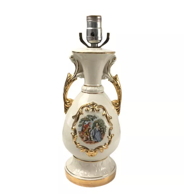 Leviton Vintage Table Lamp Victorian Mid Century Urn Style Handpainted Porcelain