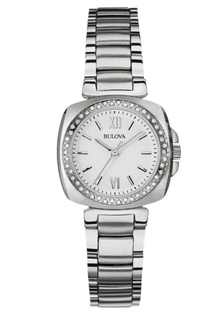 Bulova Women's Quartz Diamond Accents Silver-Tone Bracelet 26mm Watch 96R200