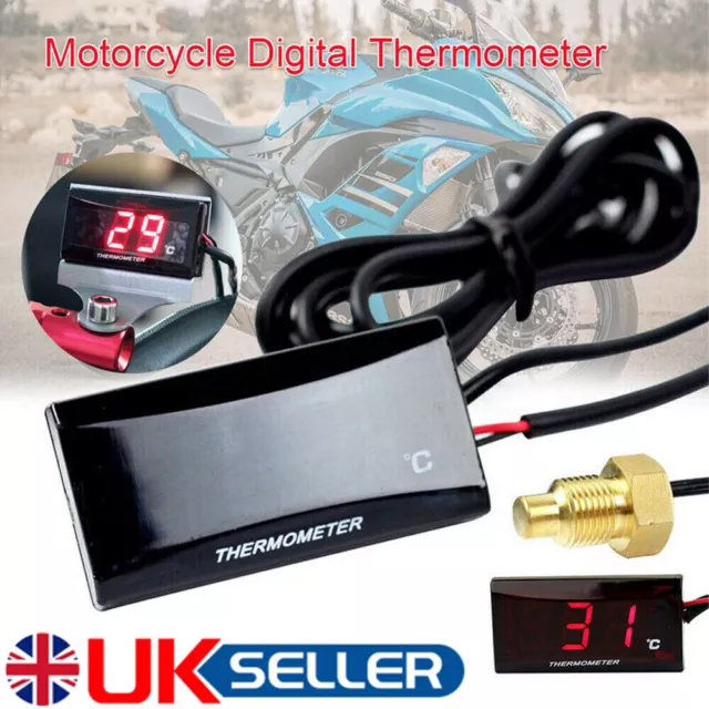 Motorcycle Thermometer Water Temp Temperature Gauge Meter Digital Display Sensor