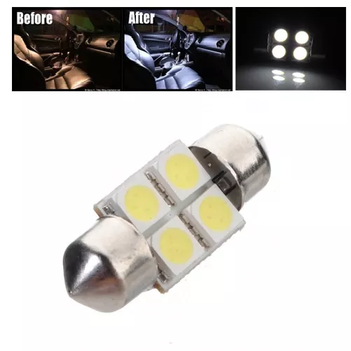 2 x Super White 31mm LED 6428 DE3175 4-SMD Dome Map Festoon Interior Light Bulbs