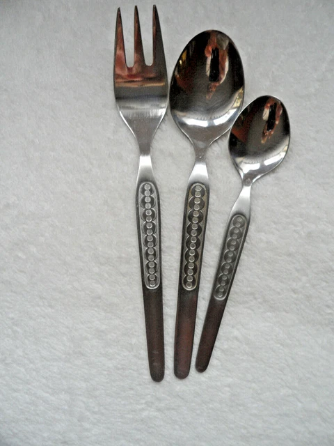 DDR - ABS BESTECK 3 Besteckteile  Kaffeelöffel + Mokkalöffel + Kuchengabel Knopf
