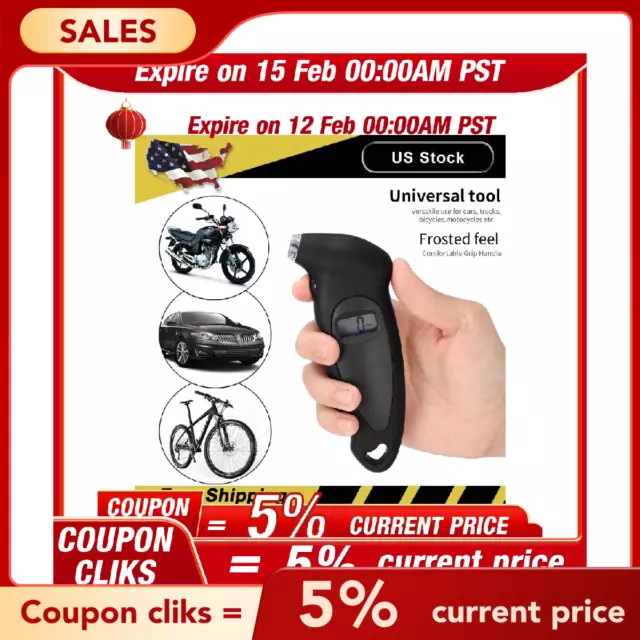 Digital Tire Air Pressure Gauge Meter Tester Bike Car Truck LCD Display 150 PSI