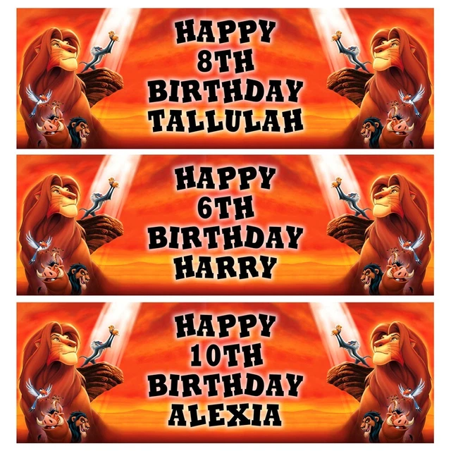 LION KING PERSONALISED Birthday Banners - Disney Lion King Birthday ...