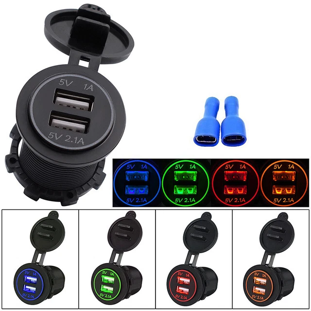 Four-color car motorcycle universal 12v cell phone car fast charger dual USB3.1