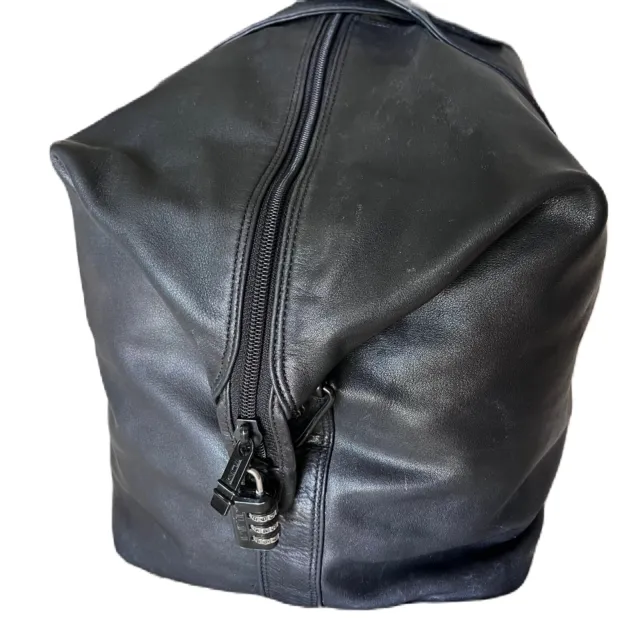 TUMI Alpha Black Napa Leather Satchel Duffel Bag Carry On Luggage 965D3 2