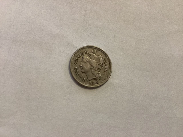 1865 Three 3 Cent Nickel 3CN- VG Nice Coin