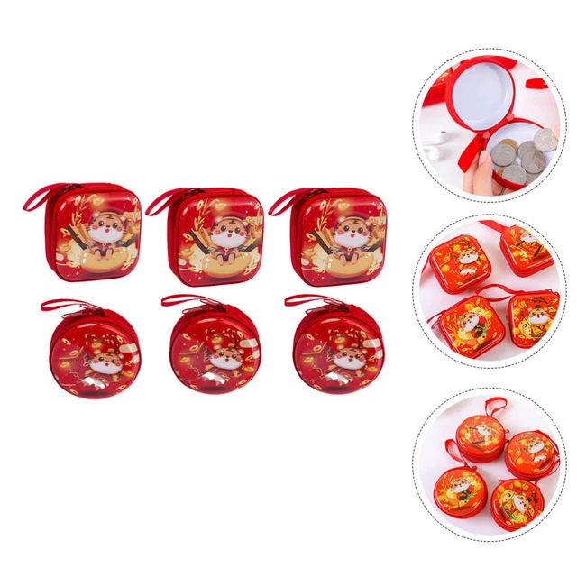 6 PCS pochette cadeau de noel Porte-monnaie En Fer Décor De Bonbons Lapin