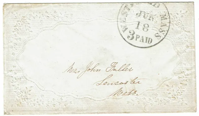 1850's Westfield, MA and 3 PAID cancel on LADIES cover