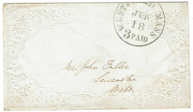 1850's Westfield, MA and 3 PAID cancel on LADIES cover