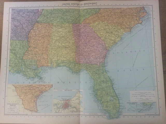 VINTAGE ANTIQUE 1939 Philips Map - Vintage Antique 1939 Philips Map 20x15 United States.webp