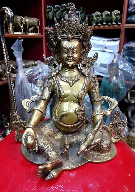 Tibetan Buddhism Wealth God Zambala Jambhala Brass Statue Figure Handmade Nepal