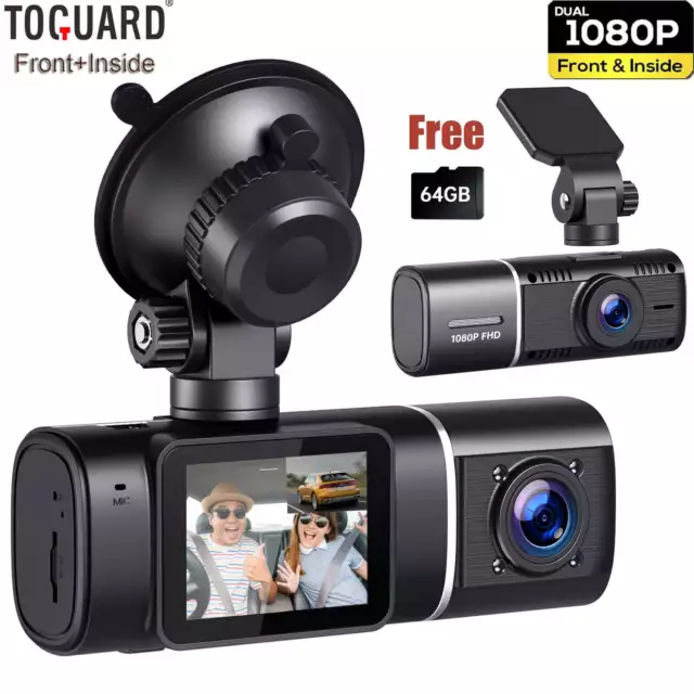 TOGUARD Uber Dual FHD 1080P Dash Cam AutoKamera 310°DVR Nachtsicht Mit 64G-Karte