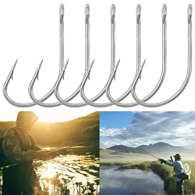 50pcs/box Barbed Fishhooks Sturdy Angling Lure Bait Barbed Hooks Metal 3