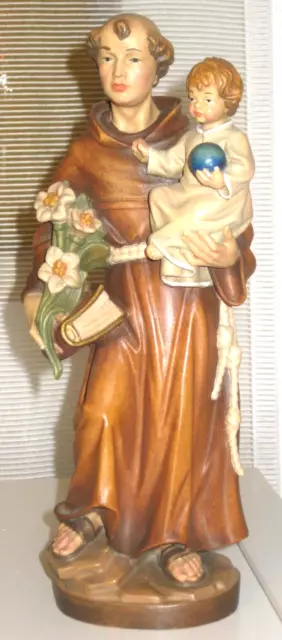 Holzfigur geschnitzt, Hl., heiliger Antonius mit Jesus, 24cm, Handarbeit, TOP19E