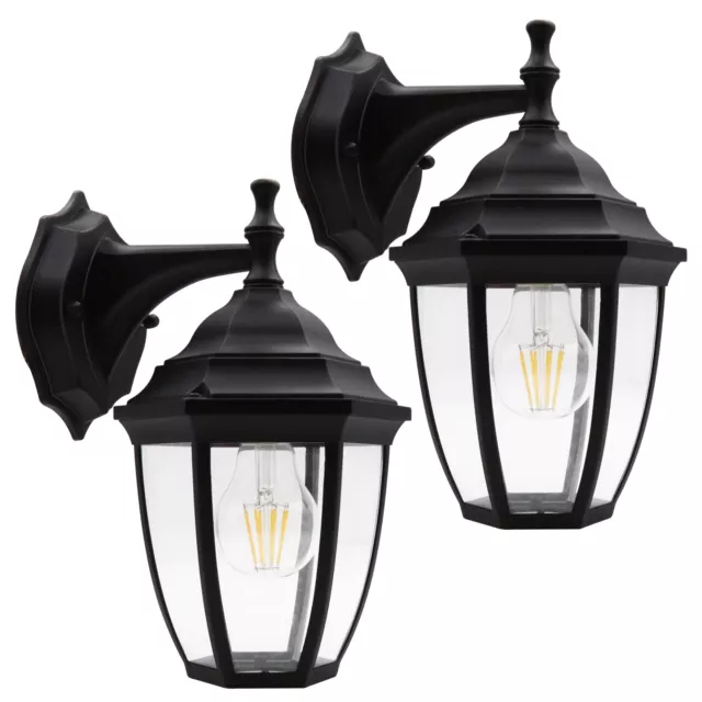 Facon 2Pack Black Outdoor Wall Sconce Light Fixture, Exterior Porch Lamp Lantern