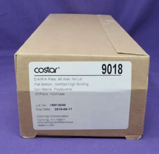 Corning Costar 9018 Assay Plate 96 Well Clear Flat Bottom Box of 25