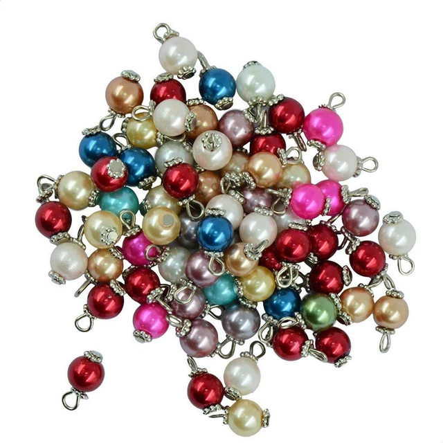 50 Stück bunte Glasperlen Charm Beads handgefertigte Anhänger passend für