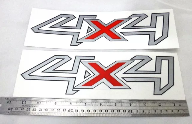 Silver Pair Sticker Logo "4x4" Decal 4wd Fits Ford Ranger 2012 14 T6 Wildtrak V2
