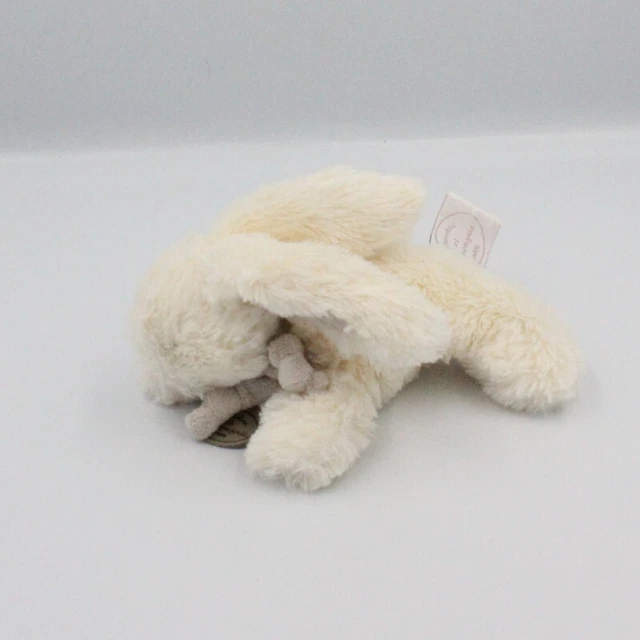 Doudou et compagnie lapin blanc gris tout doux Bonbon 15 cm - 20307