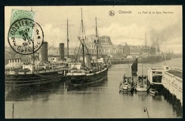 CPA - Carte Postale - Belgique - Ostende - Le Port et la Gare Maritime - 1921 (C