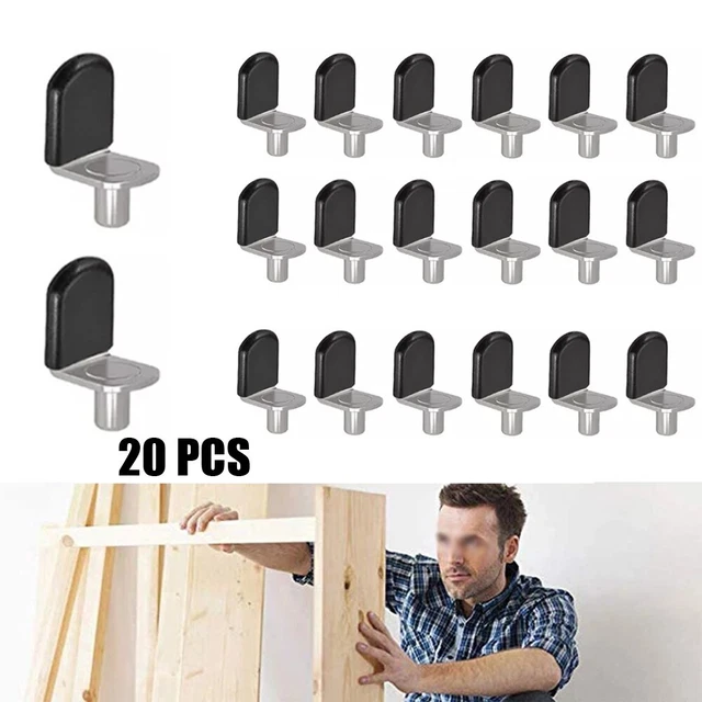 20pcs Shelf Support Studs Pegs Pins Plugs 6mm L-Shaped Cabinet Bracket Bronze