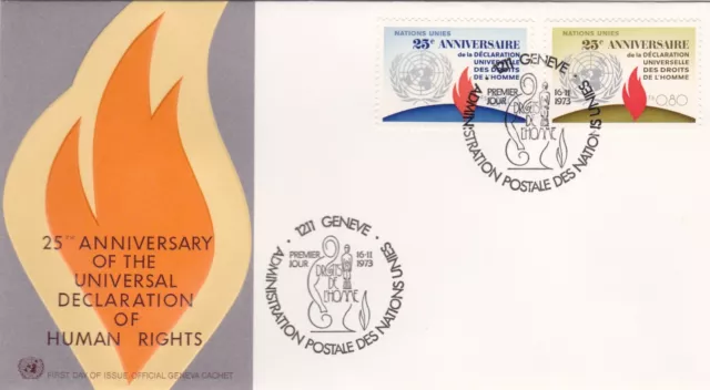 L75 - Enveloppe 1Er Jour - Nations Unies - Declaration Of Human Rights - 1973 .