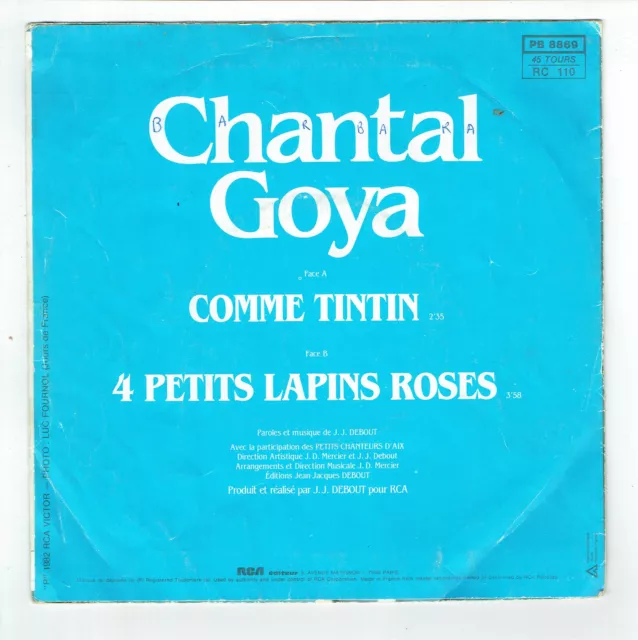 Chantal GOYA Vinyle 45T SP 7" COMME TINTIN - 4 PETITS LAPINS ROSES - RCA 8869 3