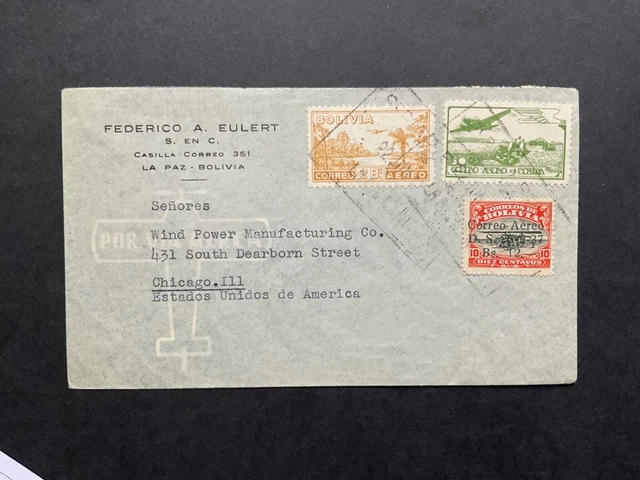 Postal History - Bolivia 1937? Air mail to USA