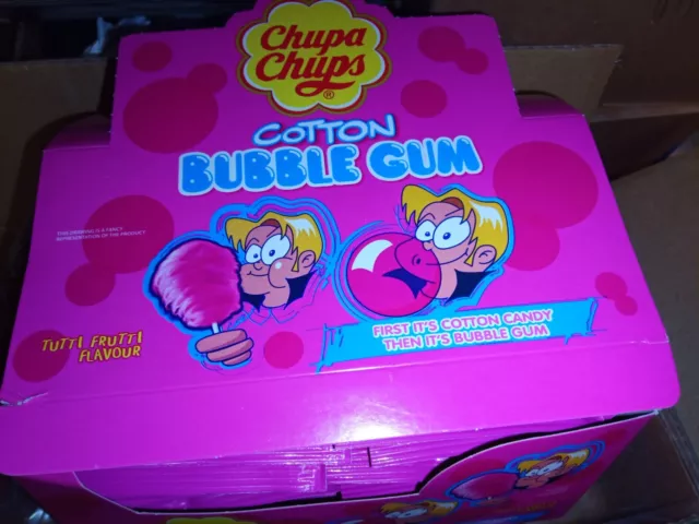 12 x 11g Chupa Chups Cotton Bubble Gum Tutti Frutti Full box