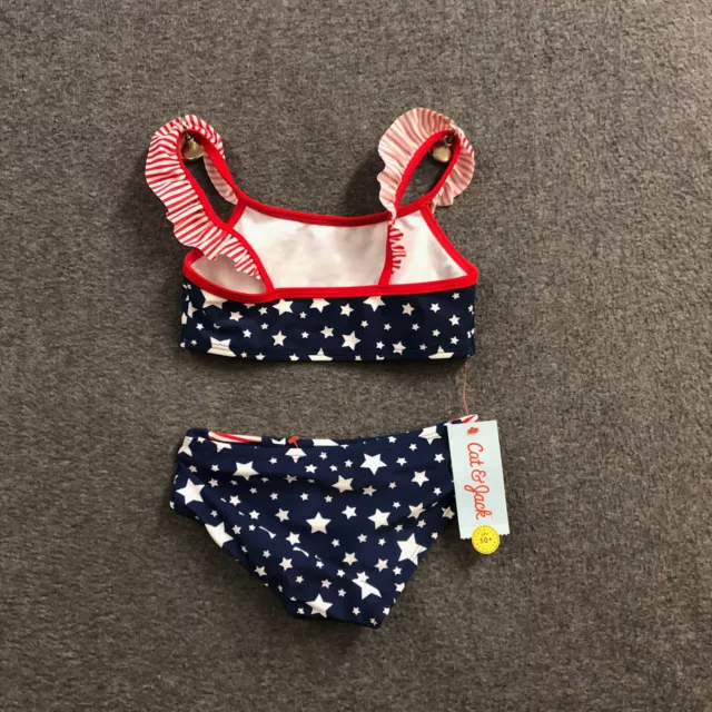 Cat & Jack Girl's American Flag Two Piece Swimsuit Ruffle Straps XS 4-5 NWT