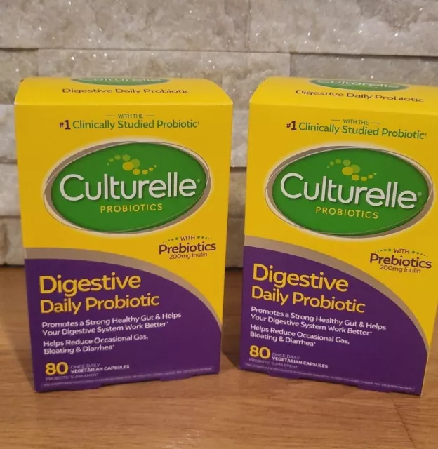 Paquete de 2 cápsulas probióticas de salud digestiva cultural 80 cápsulas cada una caducidad 10/24