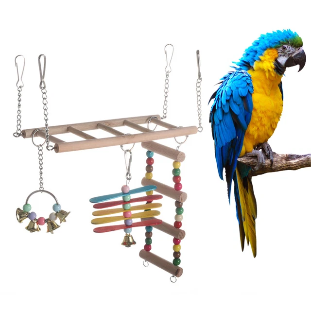Curated visual reference: Picture Idea: Parrot Bite Toy Bird Foraging Toys Playground Cage Ladder Wooden