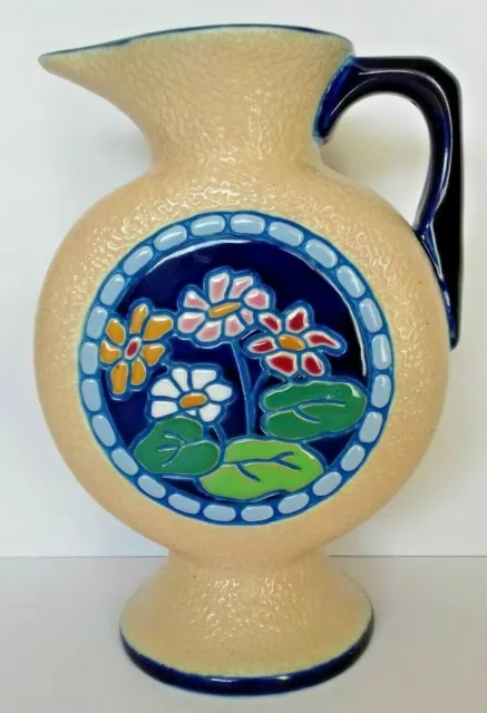 Vase pichet, Amphora en céramique, faience, Czechoslovakia, style Art déco.