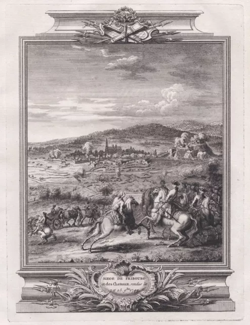 Freiburg im Breisgau Belagerung 1744 Baden-Württemberg Kupferstich 1760