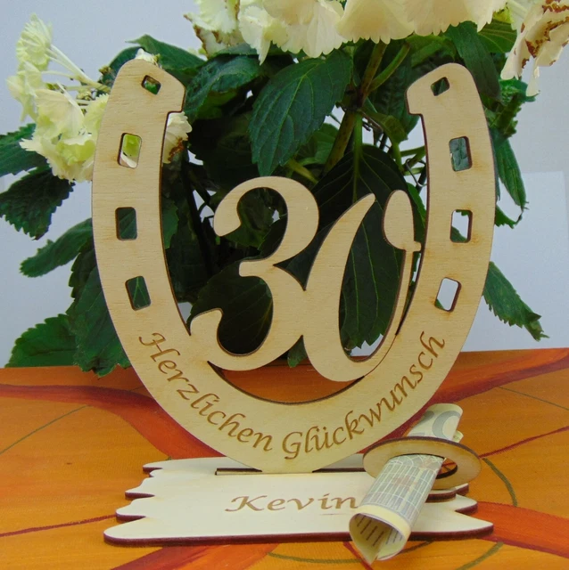 GESCHENK ZUM 30 Geburtstag, Geldgeschenk Gutscheinhalter Hufeisen
