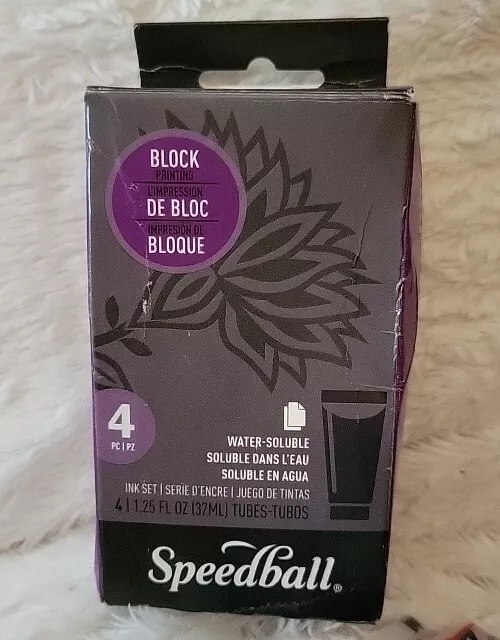 Speedball Water-Soluble Block Printing Ink Starter Set, 4-Color Set, 1.25oz