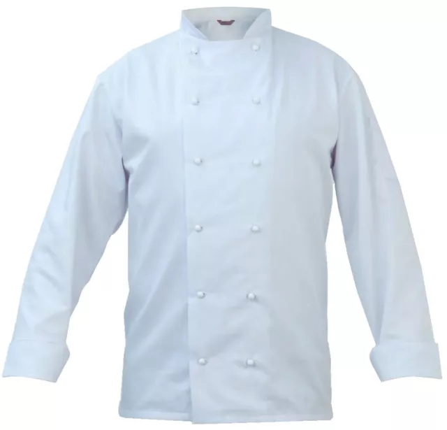 Mens white Chef Jacket Long Sleeve Coat Uniform Premium Kitchen Caterer Unisex