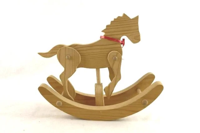 Vintage Handcrafted Wood Folk Art Tabletop Rocking Horse Toy